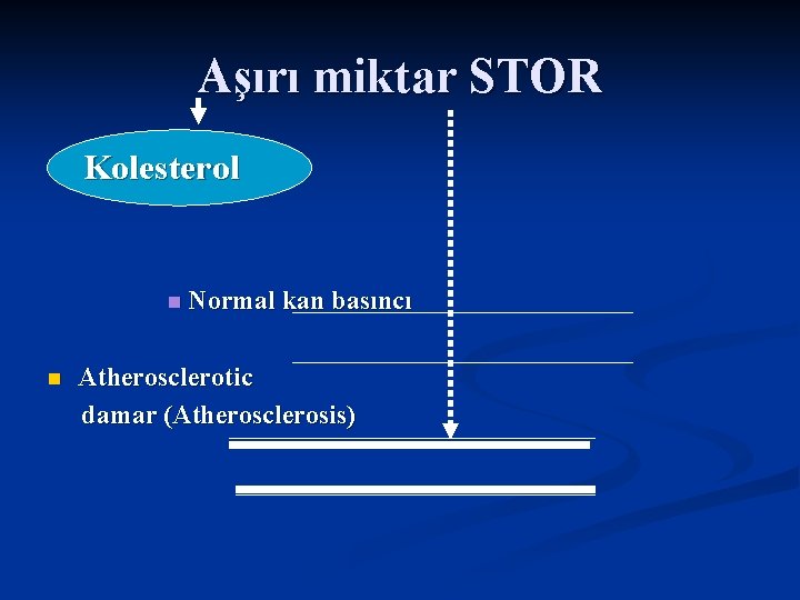 Aşırı miktar STOR Kolesterol n Normal kan basıncı n Atherosclerotic damar (Atherosclerosis) 