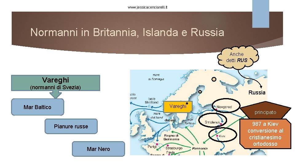 www. jessicacenciarelli. it Normanni in Britannia, Islanda e Russia Anche detti RUS Vareghi (normanni