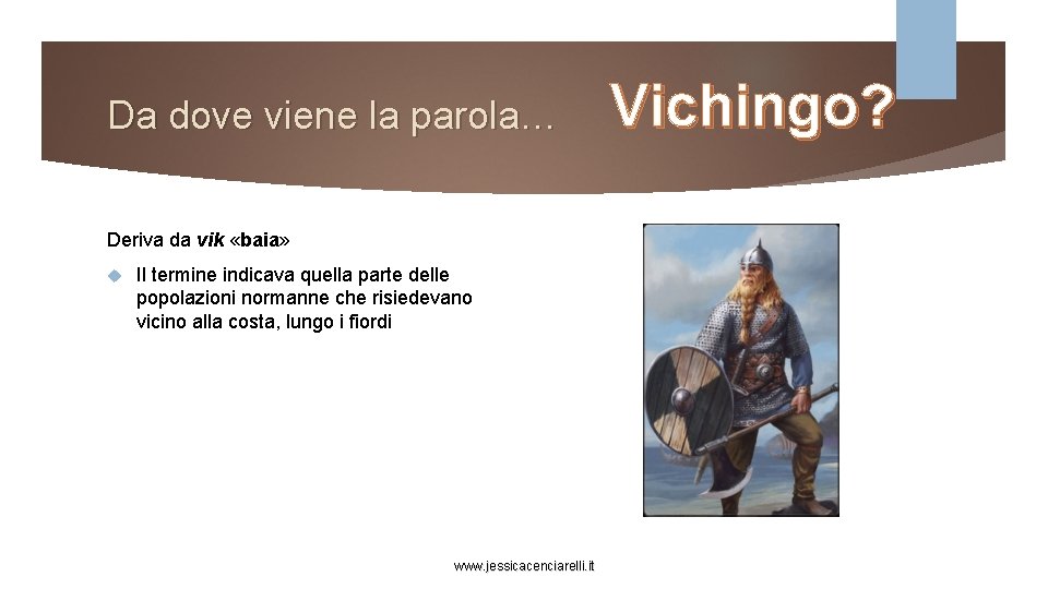 Da dove viene la parola… Deriva da vik «baia» Il termine indicava quella parte