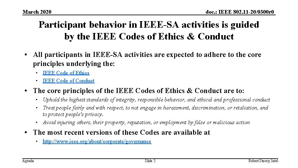 March 2020 doc. : IEEE 802. 11 -20/0300 r 0 Participant behavior in IEEE-SA