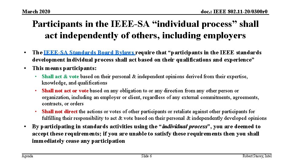 March 2020 doc. : IEEE 802. 11 -20/0300 r 0 Participants in the IEEE-SA
