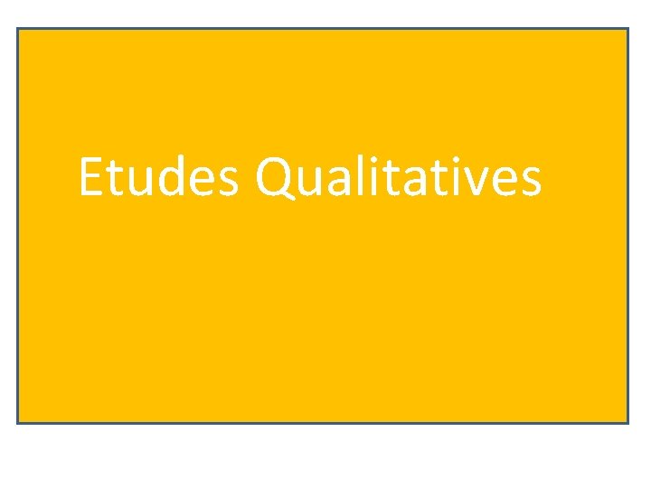 Etudes Qualitatives 