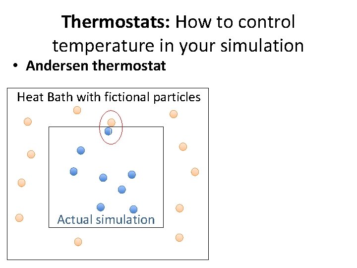 Thermostats: How to control temperature in your simulation • Andersen thermostat Heat Bath with