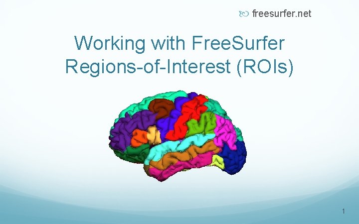  freesurfer. net Working with Free. Surfer Regions-of-Interest (ROIs) 1 