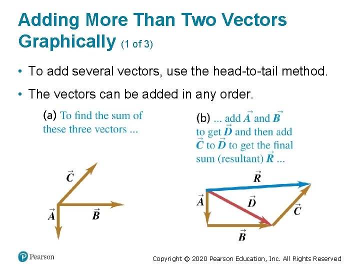 Adding More Than Two Vectors Graphically (1 of 3) • To add several vectors,