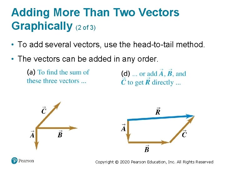 Adding More Than Two Vectors Graphically (2 of 3) • To add several vectors,