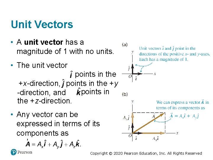 Unit Vectors • A unit vector has a magnitude of 1 with no units.