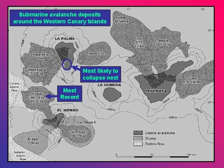 Submarine avalanche deposits around the Western Canary Islands Most likely to collapse next Most