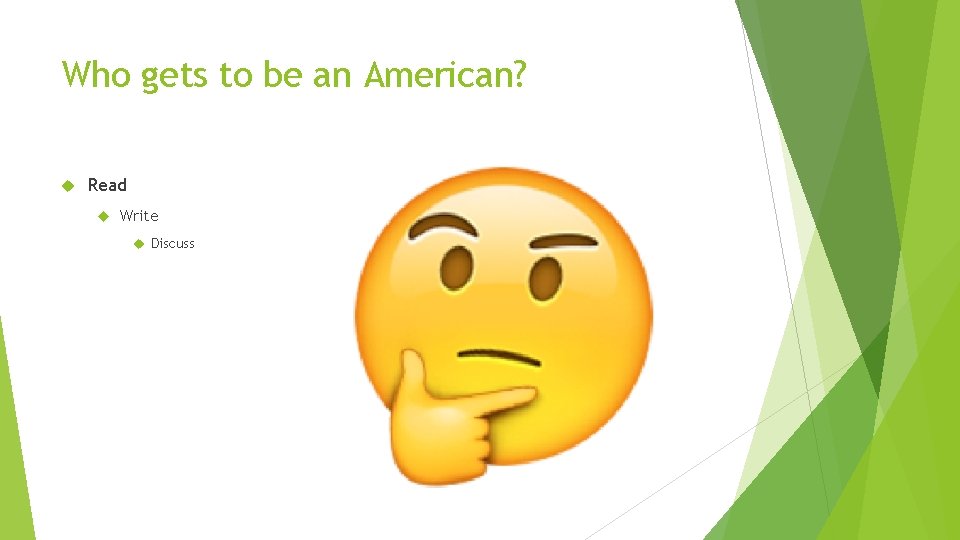 Who gets to be an American? Read Write Discuss 