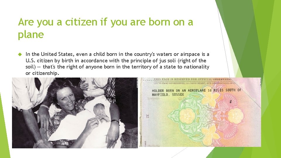 Are you a citizen if you are born on a plane In the United