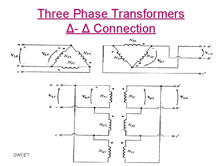 Three Phase Transformers Δ- Δ Connection GWCET 