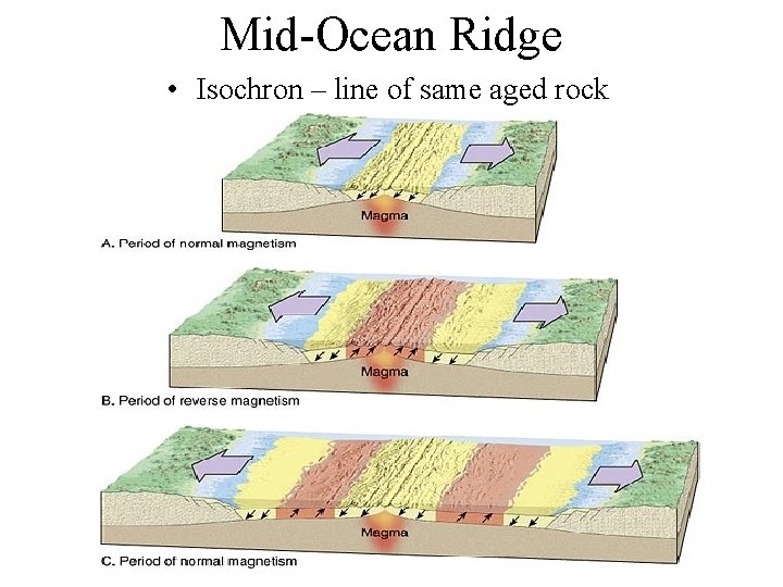 Mid-Ocean Ridge • Isochron – line of same aged rock 