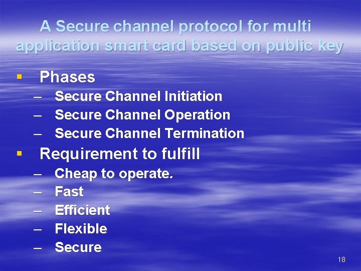 A Secure channel protocol for multi application smart card based on public key §