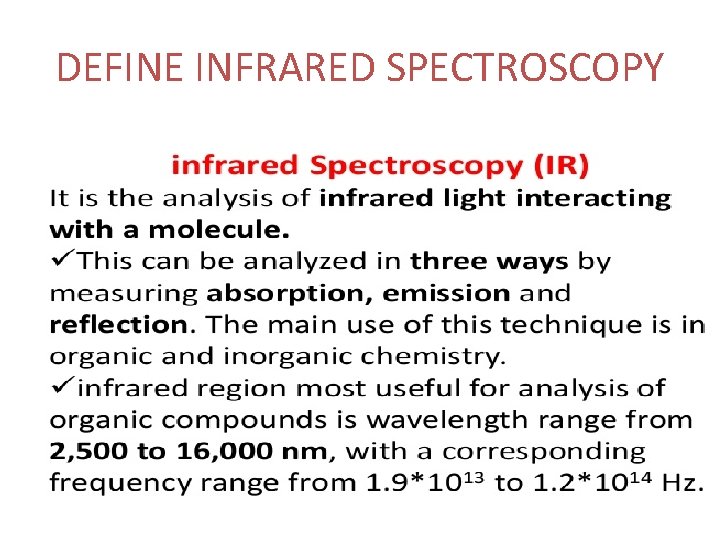 DEFINE INFRARED SPECTROSCOPY 