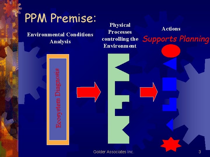 PPM Premise: Actions Supports Planning E cosystem D iagnosis Environmental Conditions Analysis Physical Processes PPM Premise: Actions Supports Planning E cosystem D iagnosis Environmental Conditions Analysis Physical Processes