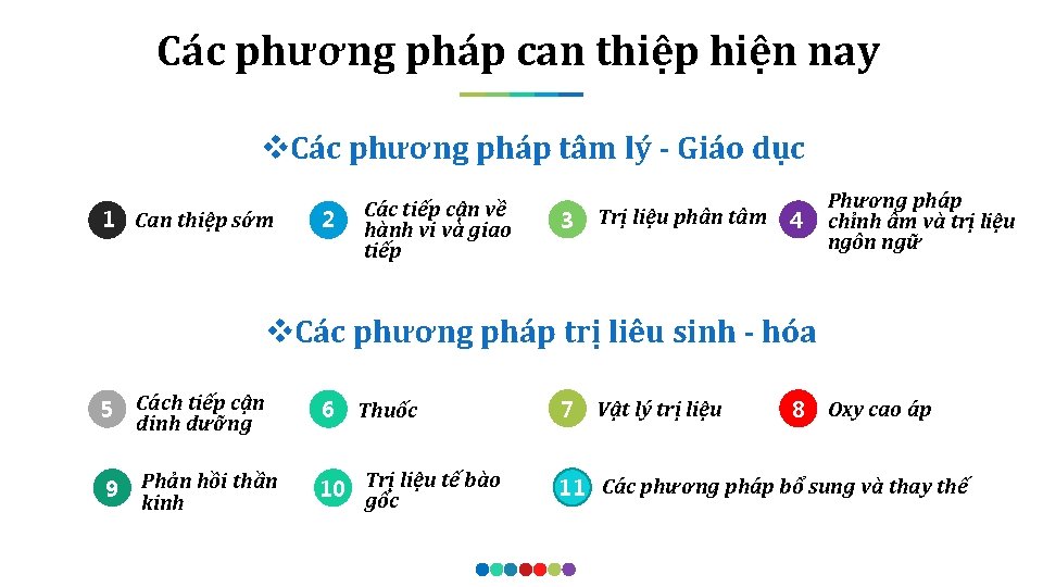 Các phương pháp can thiệp hiện nay v. Các phương pháp tâm lý -