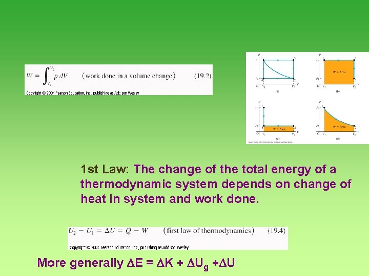 1 st Law: The change of the total energy of a thermodynamic system depends