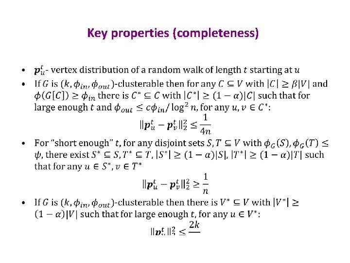 Key properties (completeness) • 