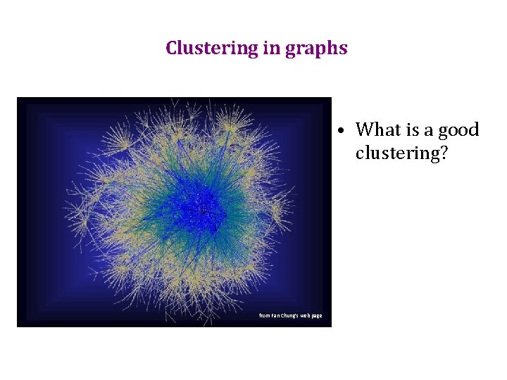 Clustering in graphs • What is a good clustering? from Fan Chung’s web page