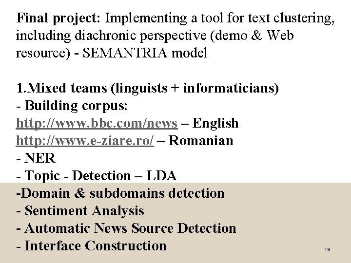 Final project: Implementing a tool for text clustering, including diachronic perspective (demo & Web