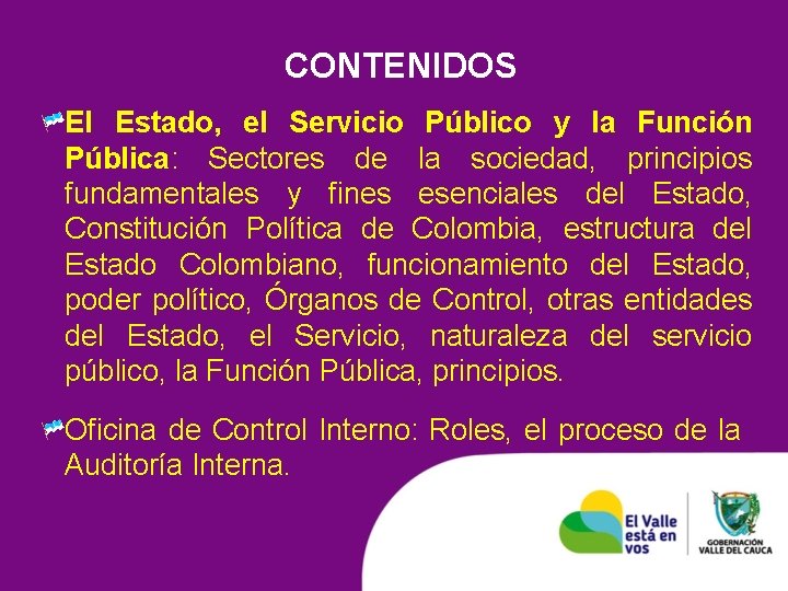 CONTENIDOS El Estado, el Servicio Público y la Función Pública: Sectores de la sociedad,