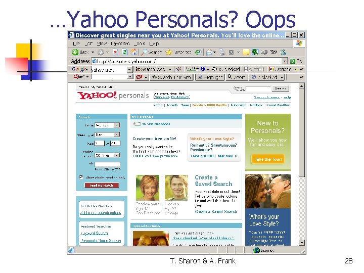 …Yahoo Personals? Oops T. Sharon & A. Frank 28 