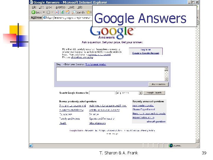 Google Answers T. Sharon & A. Frank 39 