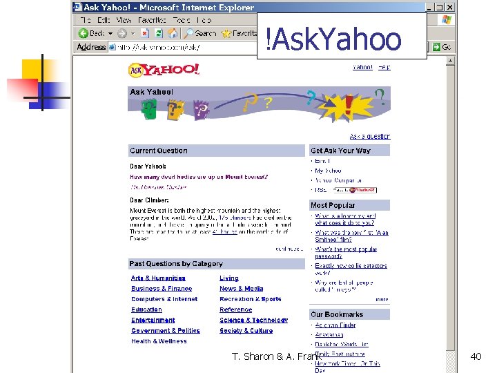 !Ask. Yahoo T. Sharon & A. Frank 40 