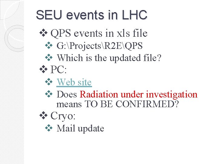 SEU events in LHC v QPS events in xls file v G: ProjectsR 2