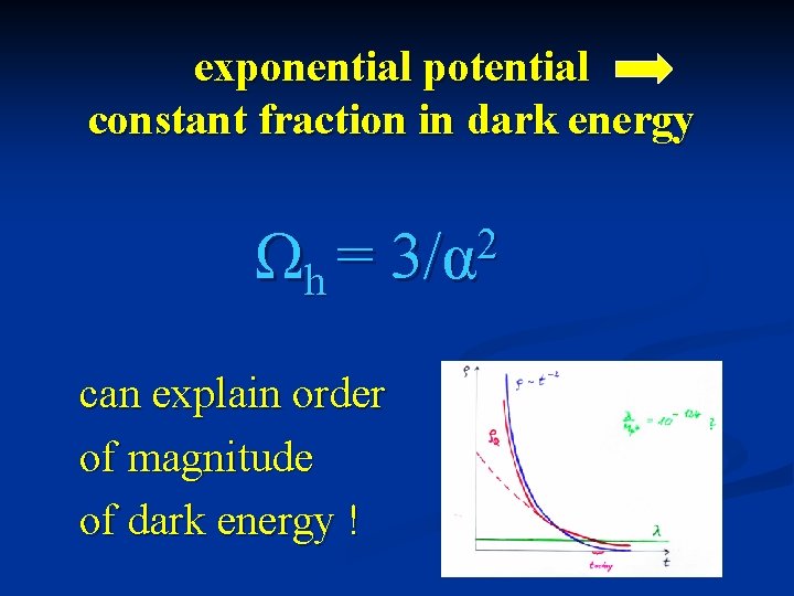 exponential potential constant fraction in dark energy Ωh = can explain order of magnitude
