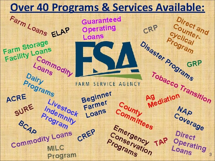 Over 40 Programs & Services Available: Far m. L oan s P A L