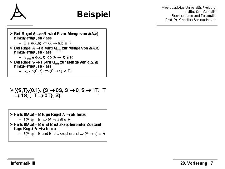 Beispiel Albert-Ludwigs-Universität Freiburg Institut für Informatik Rechnernetze und Telematik Prof. Dr. Christian Schindelhauer Ø