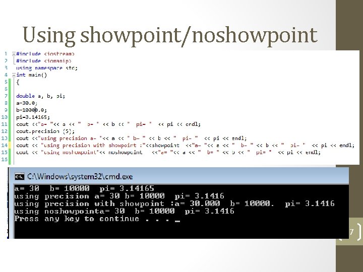Using showpoint/noshowpoint 17 
