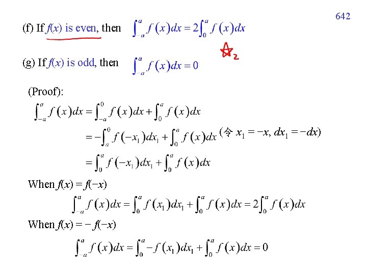 642 (f) If f(x) is even, then (g) If f(x) is odd, then (Proof):