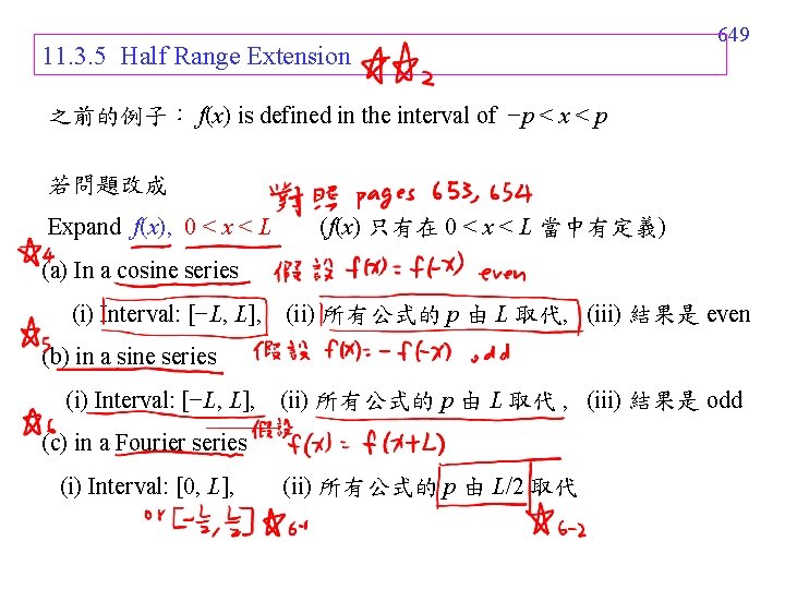 11. 3. 5 Half Range Extension 649 之前的例子： f(x) is defined in the interval