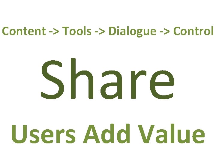 Content -> Tools -> Dialogue -> Control Share Users Add Value 