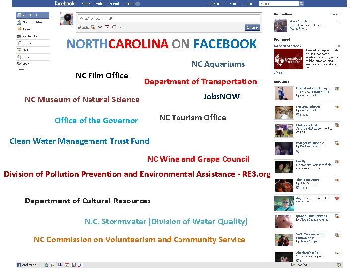 NORTHCAROLINA ON FACEBOOK NC Aquariums NC Film Office Department of Transportation Jobs. NOW NC