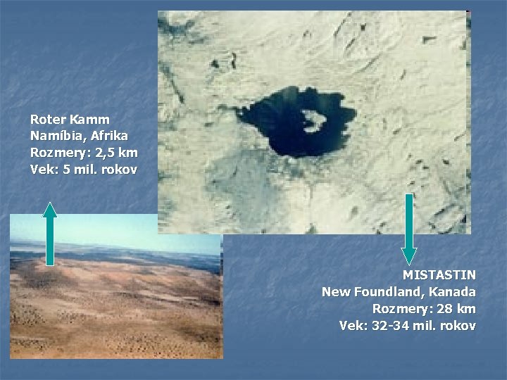 Roter Kamm Namíbia, Afrika Rozmery: 2, 5 km Vek: 5 mil. rokov MISTASTIN New