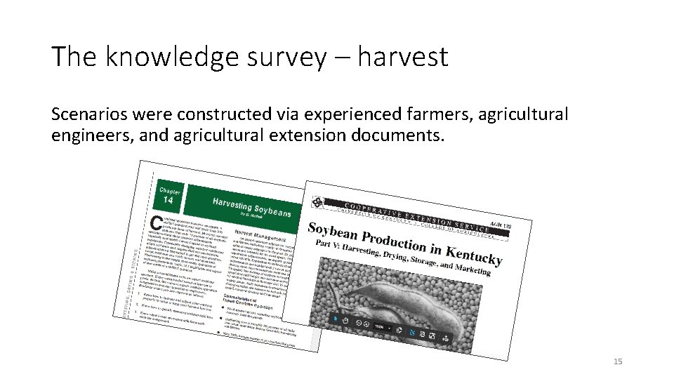 The knowledge survey – harvest Scenarios were constructed via experienced farmers, agricultural engineers, and