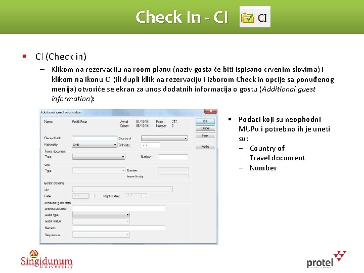 Check In - CI § CI (Check in) – Klikom na rezervaciju na room