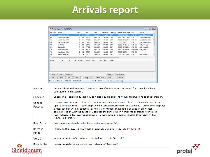 Arrivals report 