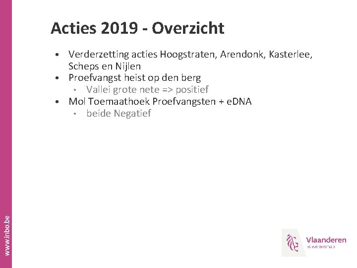 Acties 2019 - Overzicht • Verderzetting acties Hoogstraten, Arendonk, Kasterlee, Scheps en Nijlen •