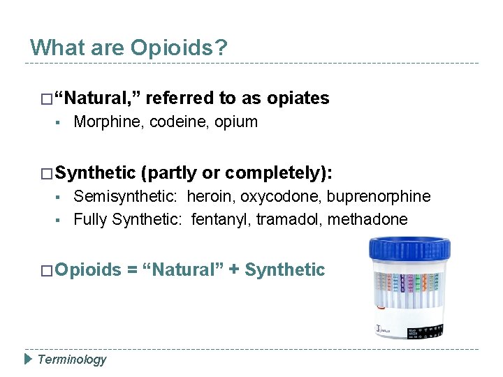 What are Opioids? � “Natural, ” § Morphine, codeine, opium � Synthetic § §