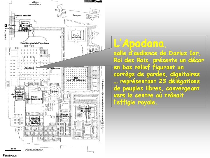 Persépolis: L’apadana L’Apadana, salle d’audience de Darius Ier, Roi des Rois, présente un décor
