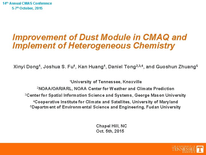 14 th Annual CMAS Conference 5 -7 th October, 2015 Improvement of Dust Module