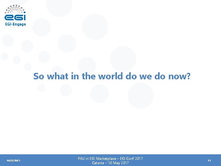 So what in the world do we do now? 10/22/2021 P 4 U in