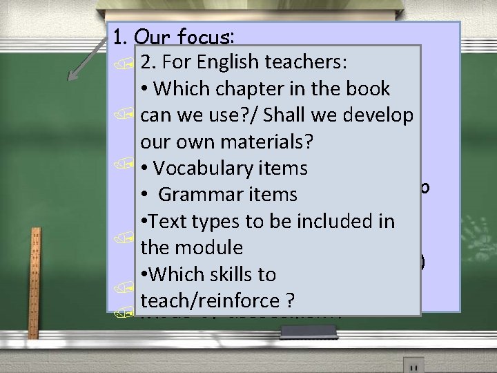 1. Our focus: Forcore English teachers: / 2. The value in the cross •