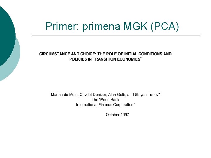 Primer: primena MGK (PCA) 