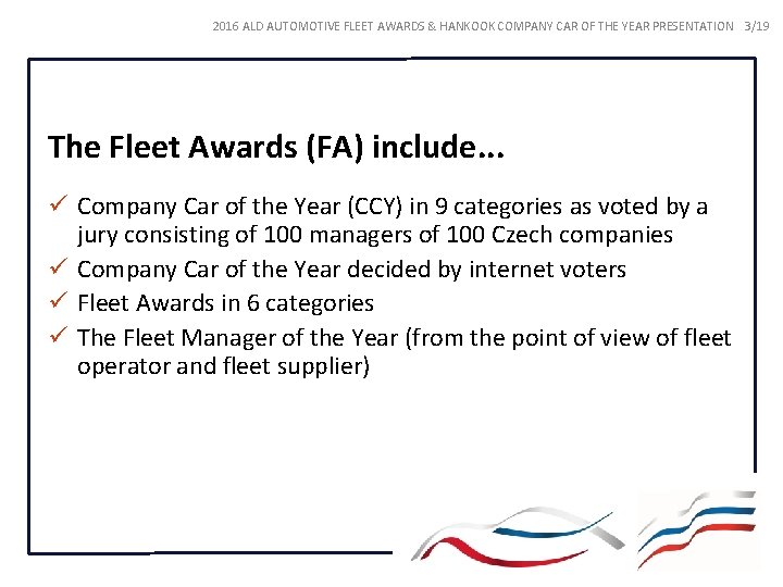 2016 ALD AUTOMOTIVE FLEET AWARDS & HANKOOK COMPANY CAR OF THE YEAR PRESENTATION 3/19