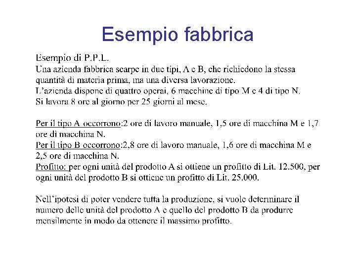 Esempio fabbrica 